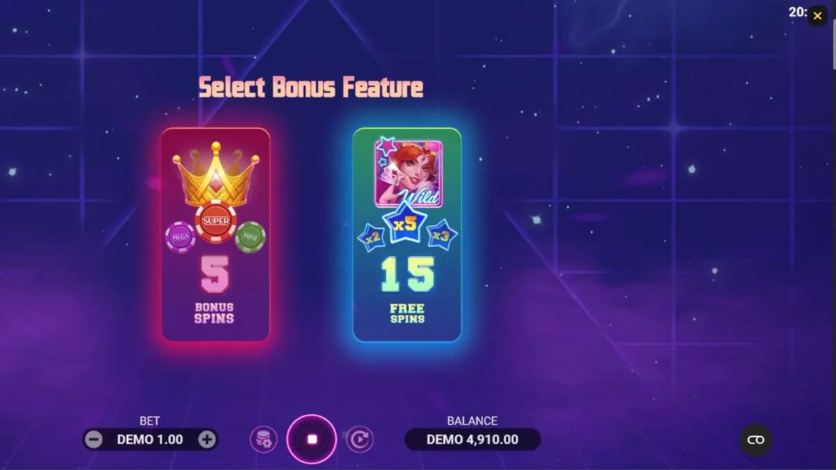Tampilan futuristik dan neon dari slot Luck Reactor oleh Evoplay