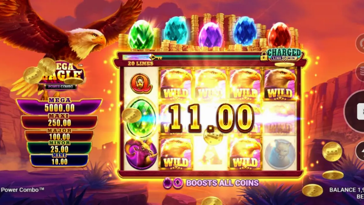 Pemandangan alam liar Amerika Utara dalam permainan slot Mega Eagle Power Combo